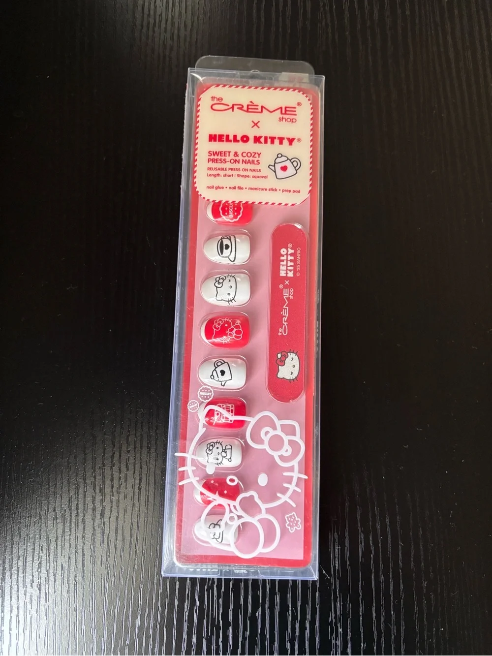 Hello Kitty Press-On Nails Pink & White with Character Art